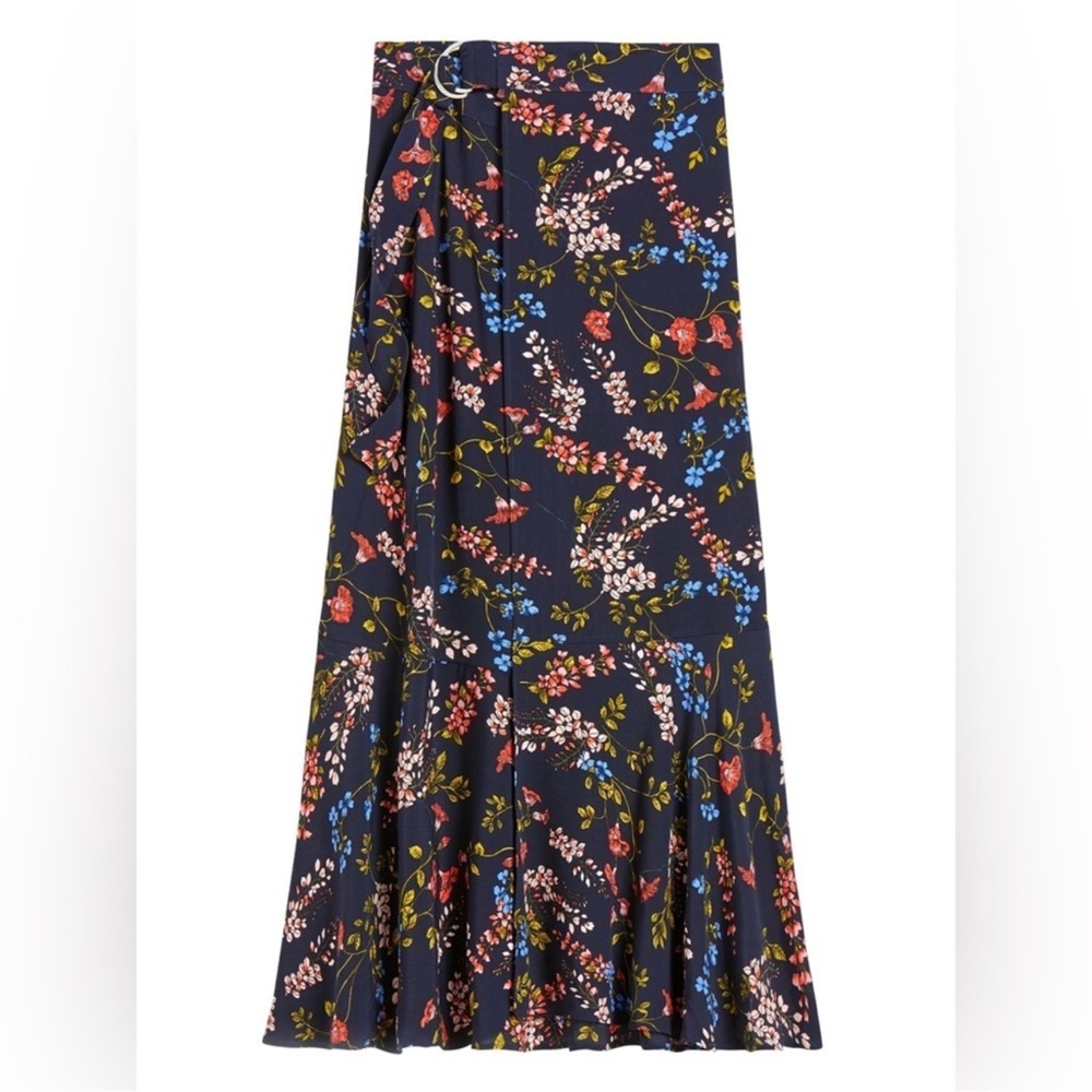 NWT Banana Republic | Midi Wrap Skirt Navy Floral Petite 2